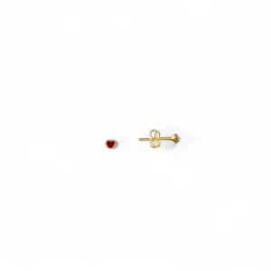 Brinco Infantil Banhado a Ouro 18k Coração Vermelho