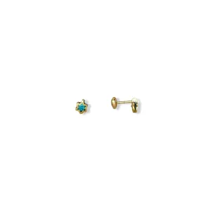 Brinco Infantil Banhado a Ouro 18k Estrela Azul