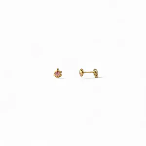 Brinco Infantil Banhado a Ouro 18k Estrela Rosa