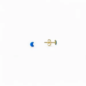 Brinco Infantil Banhado a Ouro 18k Meia Lua Azul