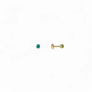 Brinco Infantil Banhado a Ouro 18k Zircônia Azul