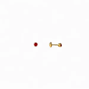 Brinco Infantil Banhado a Ouro 18k Zircônia Vermelho