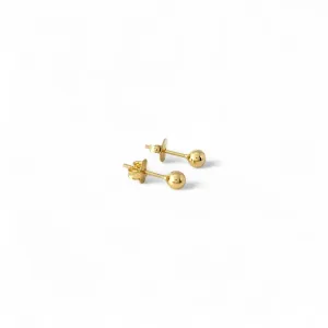 Brinco Infantil Bola Lisa  Banhado a Ouro 18K