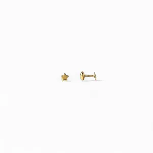 Brinco Infantil Estrela Banhado a Ouro 18k Liso