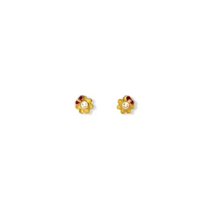 Brinco Infantil Flor Banhado a Ouro 18k Amarela