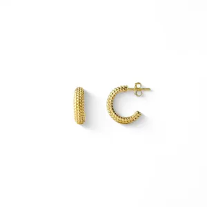 Brinco Meia Argola Pontilhada Banhada a Ouro 18K