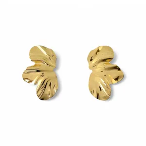 Brinco Meia Flor Trabalhada Banhado a Ouro 18k