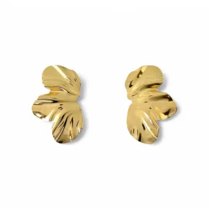 Brinco Meia Flor Trabalhada Banhado a Ouro 18k