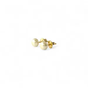 Brinco Meia Pérola Banhado a Ouro 18k