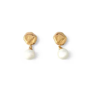 Brinco  Orgânico Banhado a Ouro 18K com Pérola
