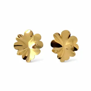 Brinco Orgânico Flor Banhado a Ouro 18k Liso