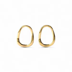 Brinco Orgânico Oval Banhado a Ouro 18k Vazado