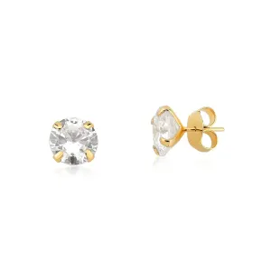 Brinco Ponto de Luz Banhado a Ouro 18K Zircônia - 10mm