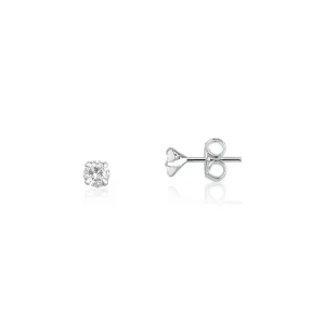 Brinco Ponto de Luz  Prata 925 Zircônia- 4mm