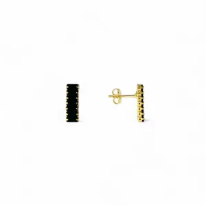 Brinco Rivieira Banhado a Ouro 18k com Zircônias Preto