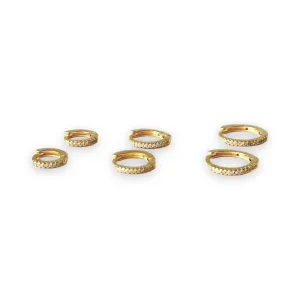 Brinco Trio Argola Banhado a Ouro 18K Zircônia
