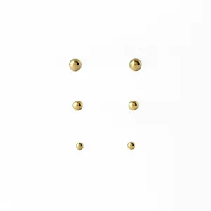 Brinco Trio Bola Lisa Banhado a Ouro 18K
