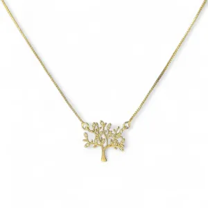Colar Árvode da Vida Banhado a Ouro 18k com Zircônias