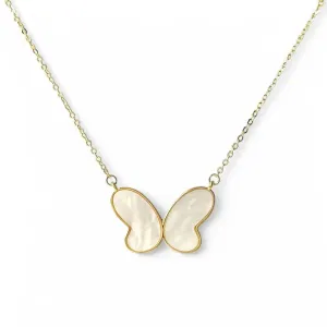 Colar Borboleta Van Cleef Banhado a Ouro 18k com Madrepérola