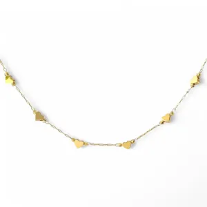 Colar Choker com Corações e Bolinhas Banhada a Ouro 18k