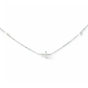 Colar Choker Cruz Prata 925 com Pérolas e Zircônias