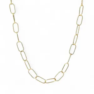 Colar Choker Elos Trabalhados Pontilhados Banhado a Ouro 18k