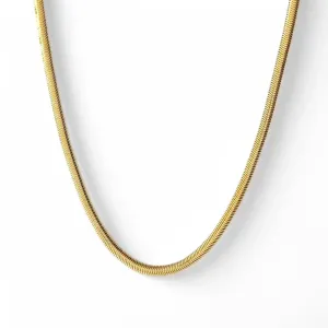 Colar Choker Rabo de Rato Achatado Banhado a Ouro 18k - 40cm