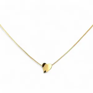 Colar Corrente Veneziana com Coração Liso Banhado a Ouro 18k