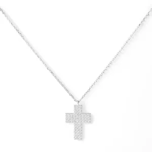 Colar Cruz Prata 925 Cravejado com Zircônias
