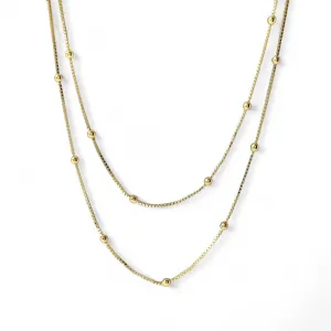 Colar Duplo Bolinhas Banhado a Ouro 18k Lisas
