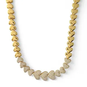 Colar Festa Corações Banhado a Ouro 18k