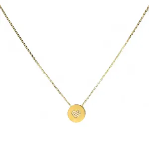 Colar Medalha Coração Banhado a Ouro 18k com Zircônias
