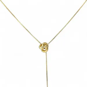 Colar Nó Banhado a Ouro 18k com Detalhe Traçado