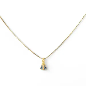 Colar Nossa Senhora Banhado a Ouro 18k com Zircônias Azul