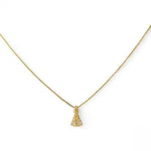 Colar Nossa Senhora Banhado a Ouro 18k com Zircônias Cristal