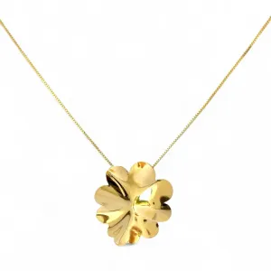 Colar Orgânico Flor Banhada a Ouro 18k Lisa