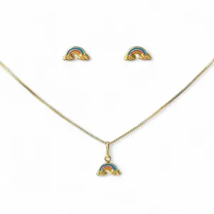 Conjunto Infantil Arco-Íris Banhado a Ouro 18k