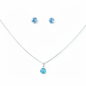 Conjunto Ponto de Luz Prata 925 Azul
