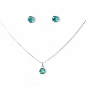 Conjunto Ponto de Luz Prata 925 Verde