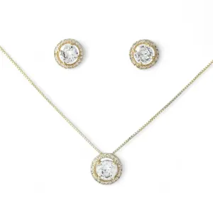 Conjunto Redondo Banhado a Ouro 18K Zircônia ao Redor