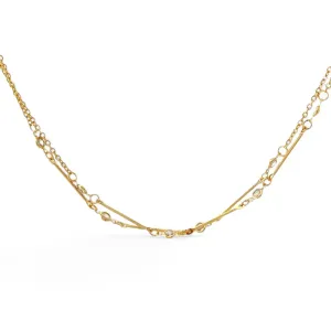 Colar Duplo Detalhe Rígido Banhado a Ouro 18K com Zircônias