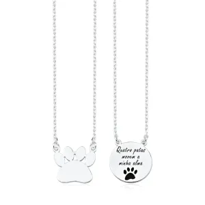 Corrente Escapulário Prata 925 Pata Cachorro/Gato