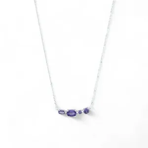 Colar Linha Prata 925 com Zircônias Lilás