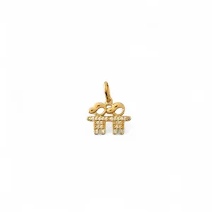 Pingente 2 Meninos Banhado a Ouro 18k com Zircônias