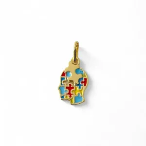 Pingente Autismo Banhado a Ouro 18K Quebra Cabeça
