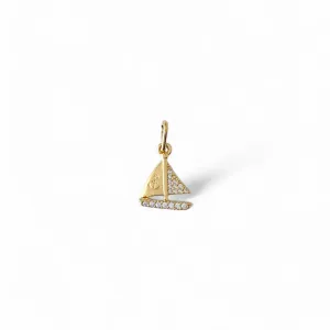 Pingente Barco  Banhado a Ouro 18K Zircônia