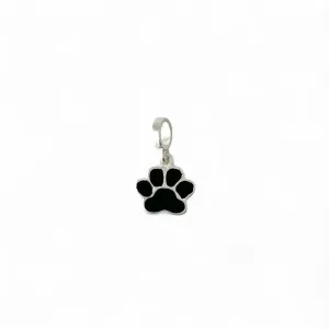 Pingente Berloque Pata Prata 925 Preto Cachorro Gato