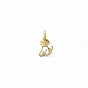 Pingente Cachorro Banhado a Ouro 18k com Zircônias