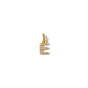 Pingente Letra E  Banhado a Ouro 18K Micro zircônia