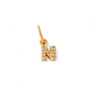 Pingente Letra N Banhado a Ouro 18k com Zircônias